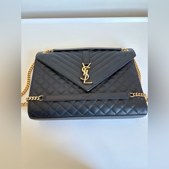 Saint Laurent Envelope Triquilt Large YSL Shoulder Bag in Grained Leather - Picture 3 of 13
